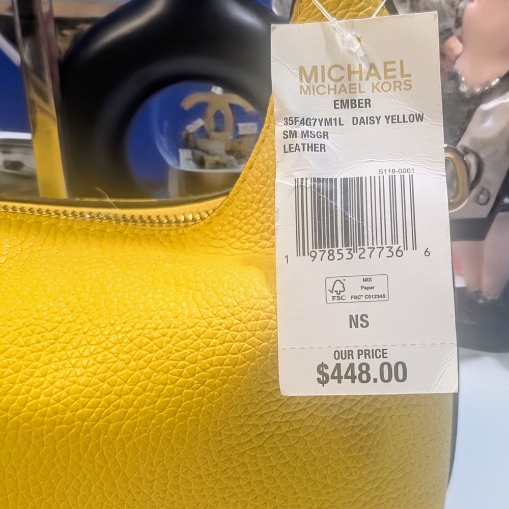 Michael Kors Ember Daisy Yellow Leather Women's Bag - Picture 4 of 10